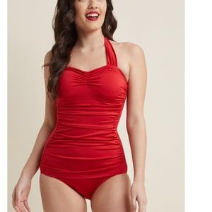 ModCloth Bathing Beauty One-Piece Swimsuit in Red
